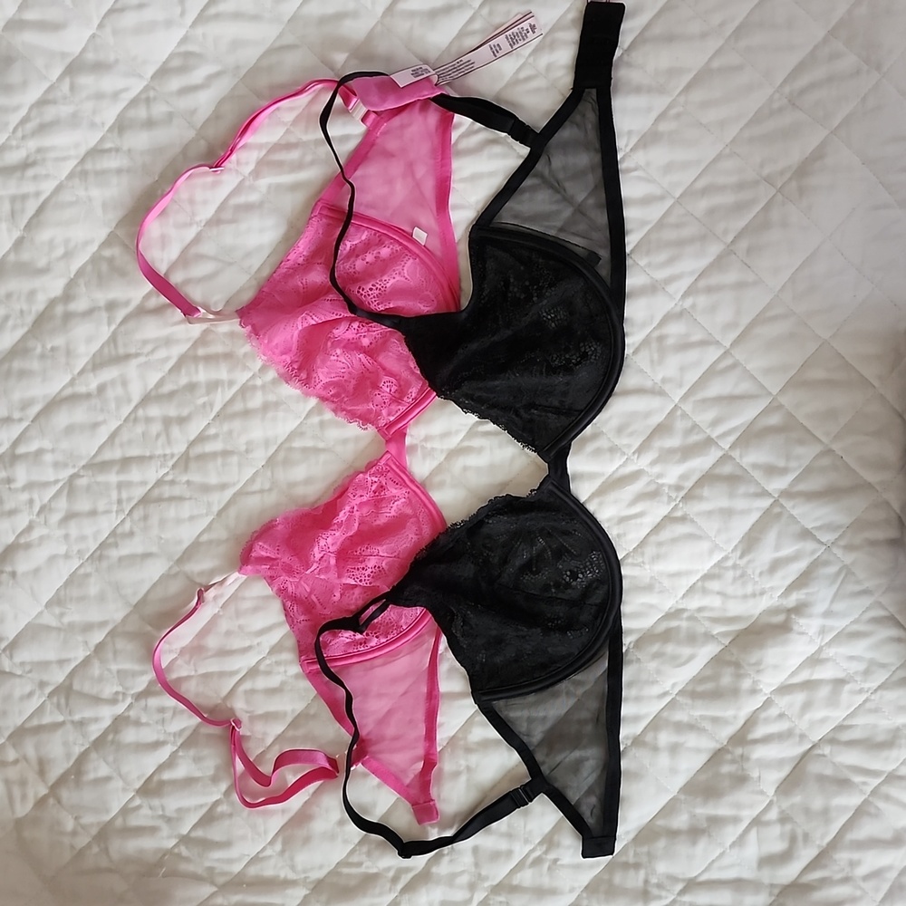 NWOT Victoria's Secret unlined lace demi-bra with underwire 32ddd